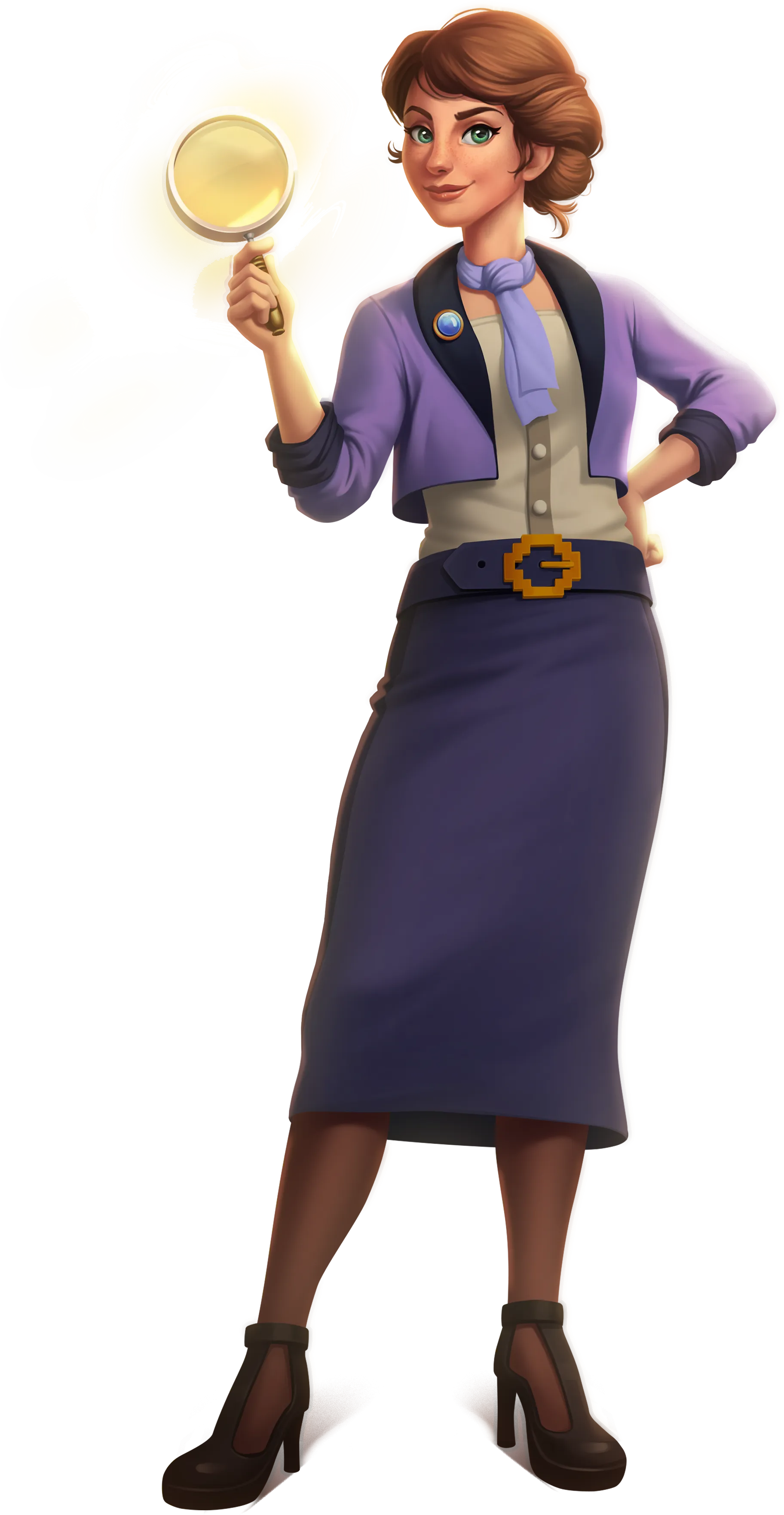 Emma Fairfax, detective, with her magnifying glass